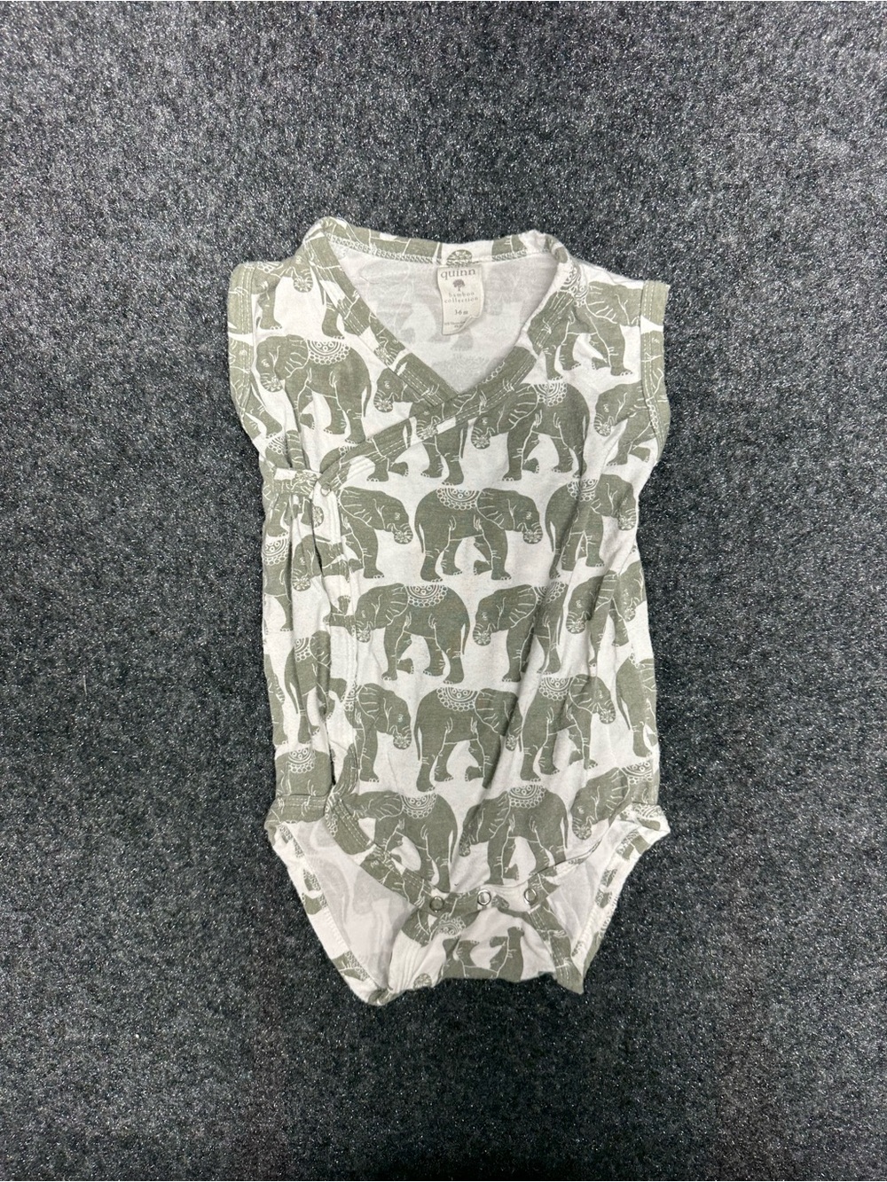 Kate Quinn bamboo bodysuit baby elephant size 3-6 months unisex kimono cross